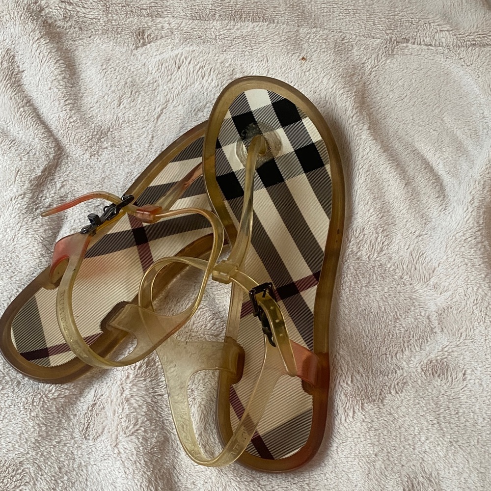 Burberry Women's Check Pattern Sandals - Beige and Black